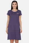 Rosaline Spatial Speckle Knit Cotton Knee Length Nightdress -Blue Ribbon — thumbnail 1